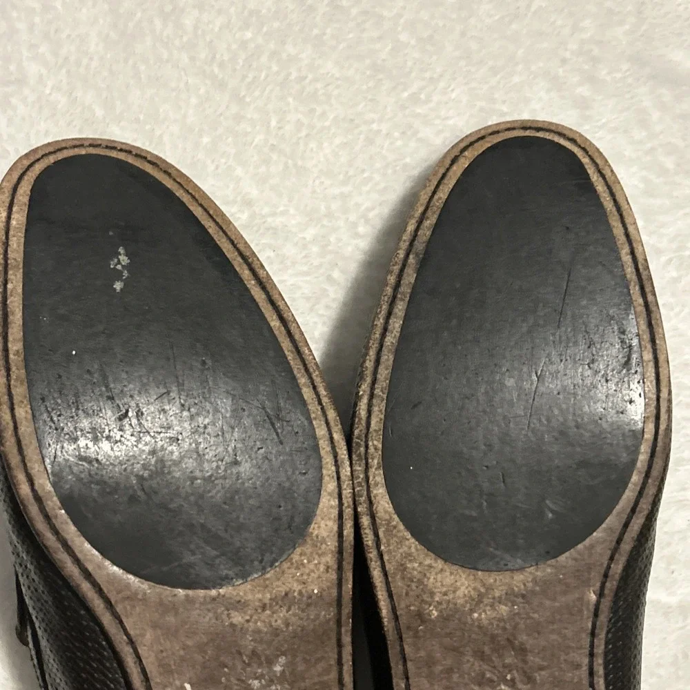 Mezlan Vesta Ostrich Leg and Woven Calfskin Moc Toe Bit Strap Loafers Brown 10.5